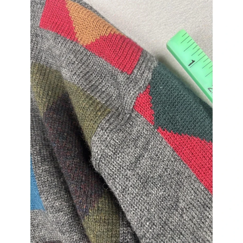 Vintage Morris & Porter Sweater Mens Medium Multicolor Argyle Wool Crewneck 80s